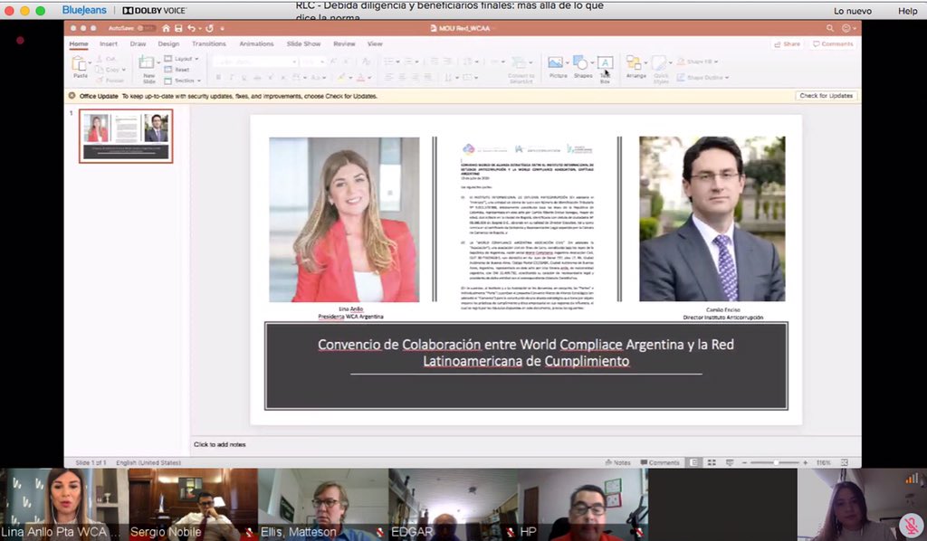 InstAnticorrup's tweet photo. El Instituto Anticorrupción anuncia el Convenio de Colaboración entre el World Compliance Association Argentina y la Red Latinoamericana de Cumplimiento. @camiloencisov @lina_anllo https://t.co/xpiPBdlOZk