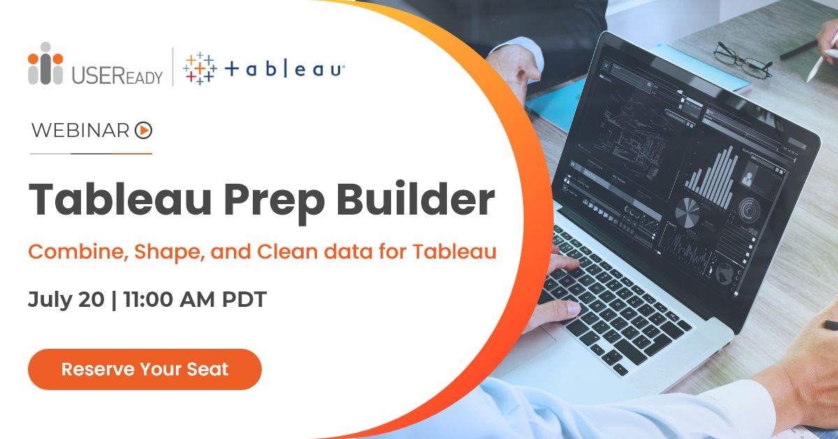 Simplify the process of Combining, Cleaning, and Shaping Data with Tableau Prep Builder.

Join the #live #webinar on Monday, July 20, 2020, at 11:00 am PDT to understand how to prepare data for Visual Analytics in #Tableau Desktop.

Reserve your seat here: hubs.ly/H0sxG940