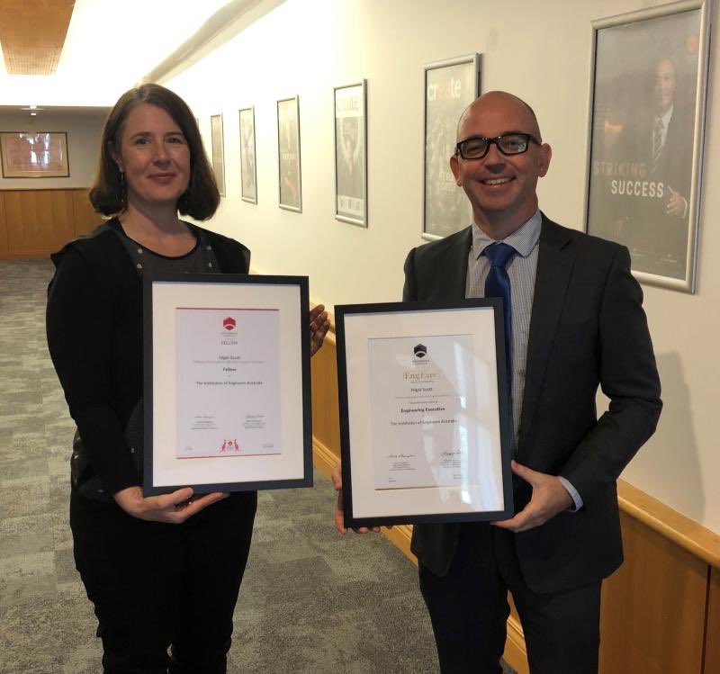 EngAustraliaWA's tweet image. Congratulations Nigel Scott @ArupAustralasia on your achievements, recognised by achieving @EngAustralia Fellow and EngExec status. Thanks for stopping in to collect your certificates! #engineeringcareers #engineeringrecognition