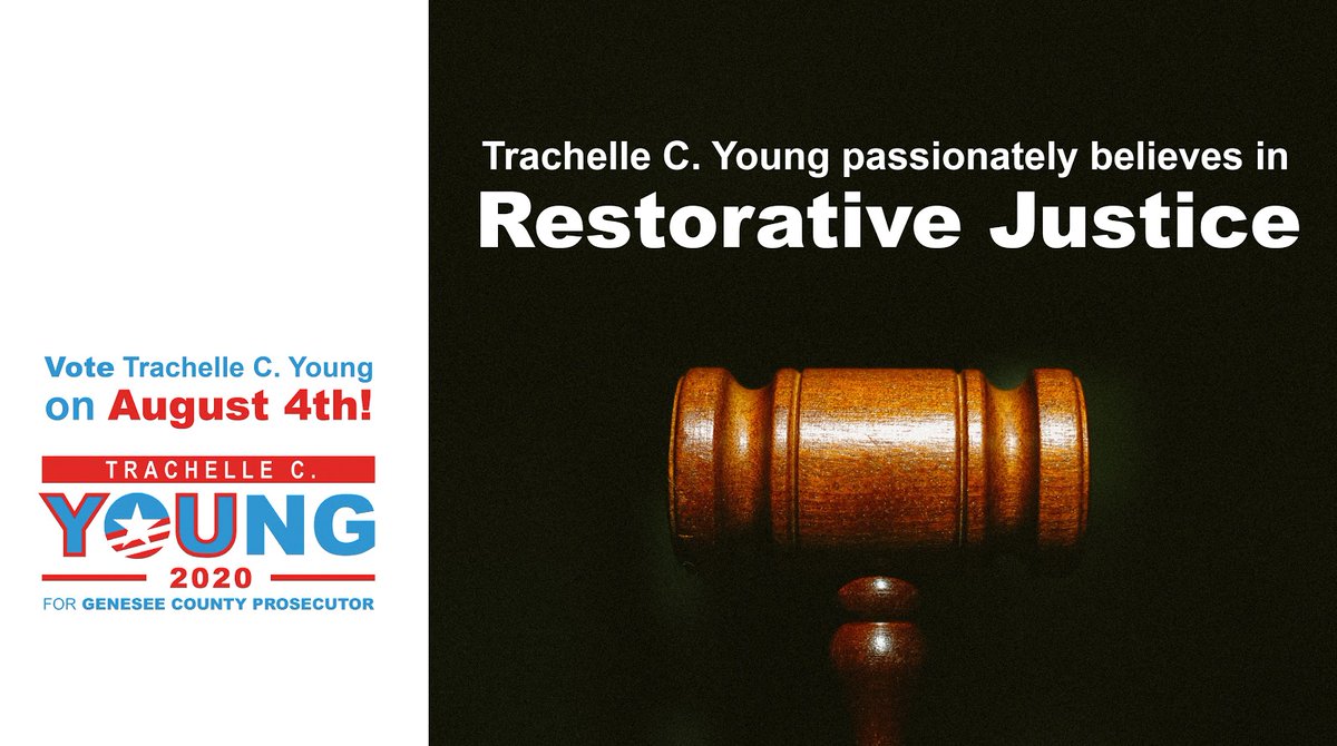 TYforprosecutor's tweet image. Core 4 Issues: Restorative Justice 

Trachelle C. Young believes in instituting restorative justice in Genesee County. 

youngforprosecutor.com/priorities