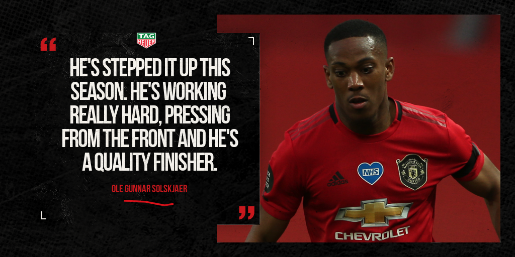 ManUtd's tweet photo. 📊 @AnthonyMartial has hit new levels in 2019/20 🔥

🔴 #MUFC 
⏱️ @TAGHeuer https://t.co/zHFeqfQzUV