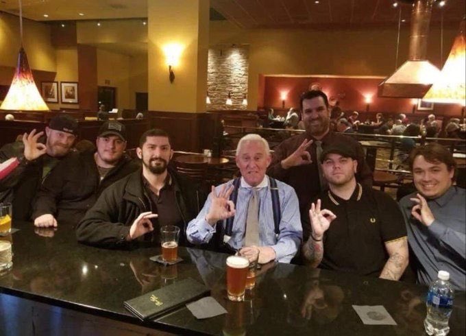 Convicted felon, Trump/Russia conduit and white supremacist Roger Stone is using the <a href="/700club/">The 700 Club</a>, <a href="/CBNNews/">CBN News</a> and @DavidBrodyCBN to rehabilitate his image.  Here’s Roger with members of the ultra-racist group Proud Boys flashing the “white power” symbol.