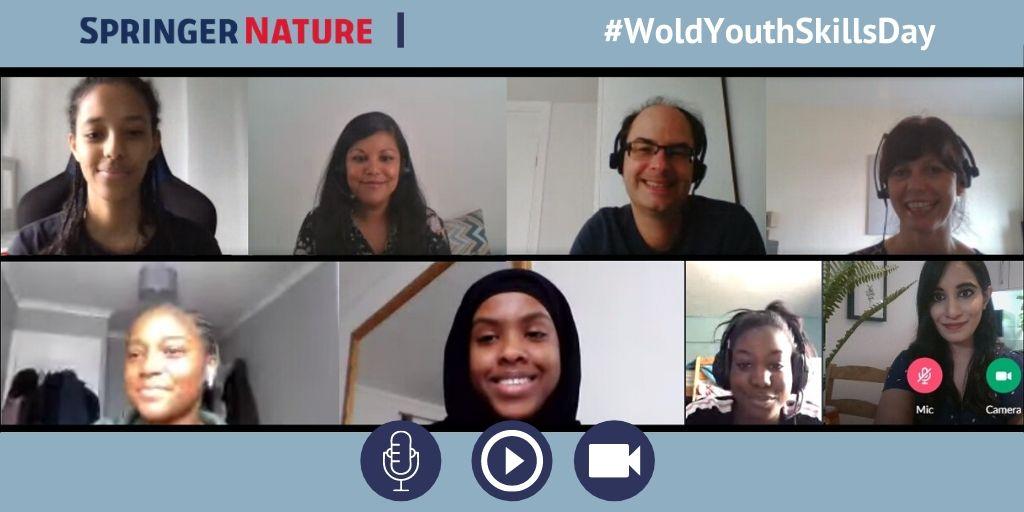 SpringerNature's tweet image. We believe in developing skilled youth. Together with @CamdenCouncil @speakrs4schools we held a virtual work experience week to support students whose work experience was cancelled due to the pandemic. Here we are on ‘graduation day’! #WorldYouthSkillsDay #WYSD2020 #camdenSTEAM