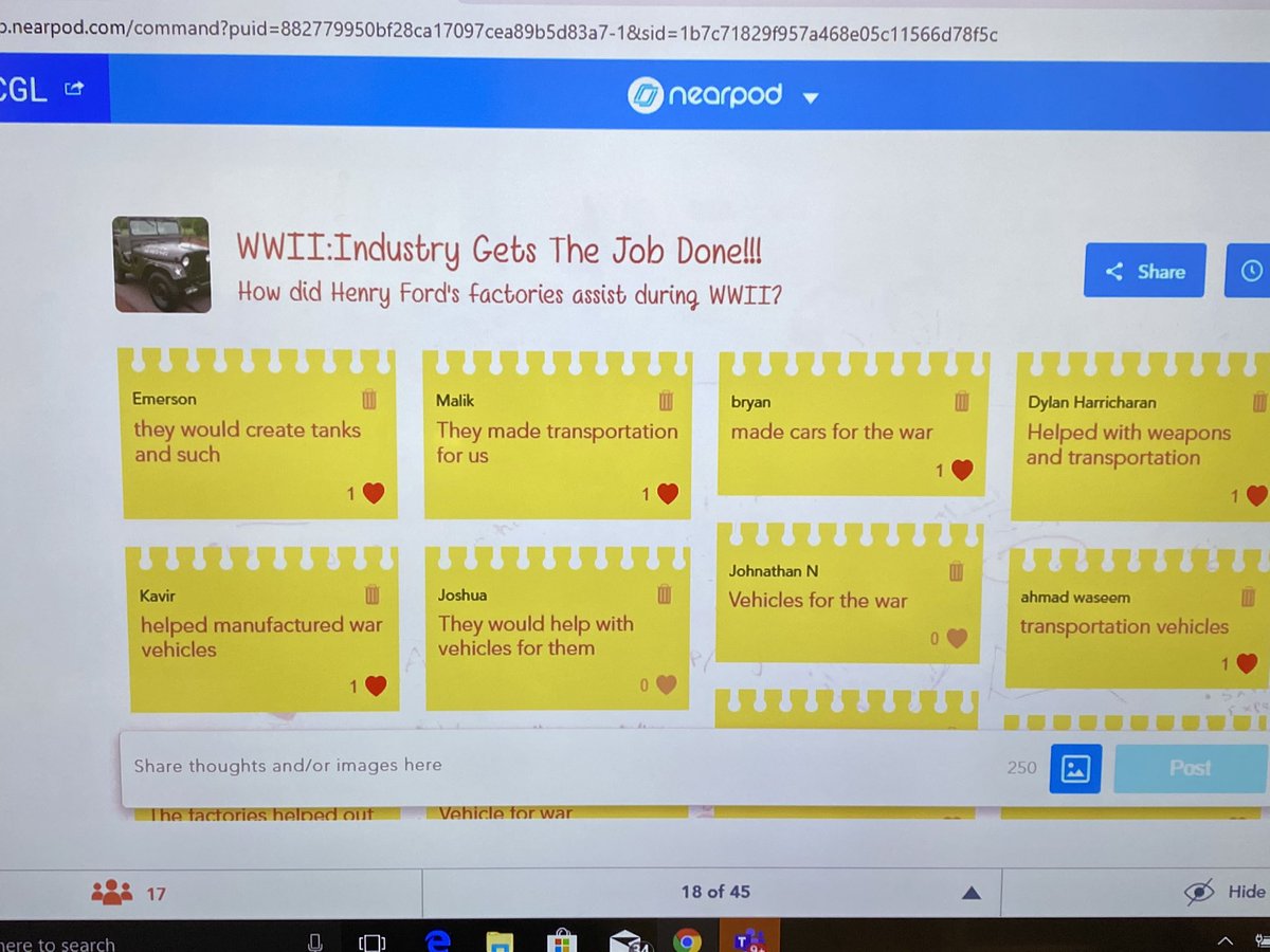 MrColli1's tweet photo. #Live_Classes
#Nesrpod
#Active_Learners
Successfully engaging students through Microsoft Teams & Nearpod. Constantly checking for comprehension as we progress through the lesson. Shortening the distance to distance learning. @NasserIbrahim @YPSSummerSchool https://t.co/xaZLnPF6ZM