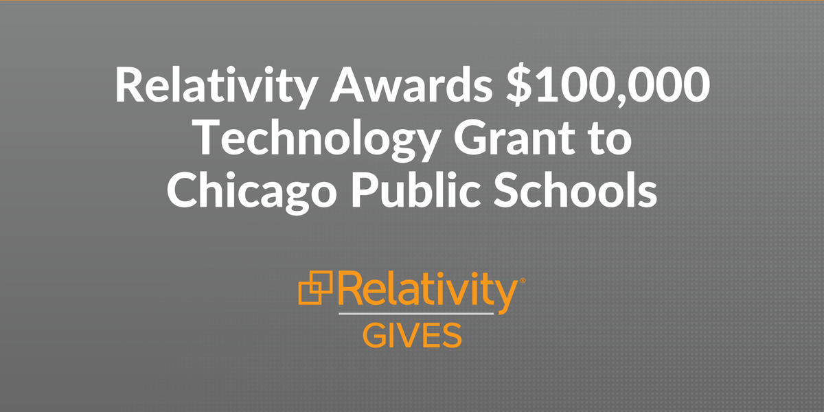 RelativityHQ's tweet photo. Two @ChiPubSchools Early College STEM Schools – Lake View High School and Corliss High School – each receive $50,000 #RelativityGives grants to purchase tech for staff and students: https://t.co/KPi0ZoJuZ5 @ChiFirstFund https://t.co/LnGQaUI1iB