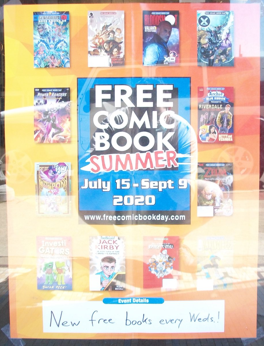 NDCEllwood's tweet photo. Today is the start of Free Comic Book Summer! Each Wednesday through early September we'll have new free books on our end cap for you to grab! Here are this week's titles! #ndcomics #fcbd #freecomicbookday #freecomicbooksummer #pittsburgh https://t.co/SqBpUpEzr8