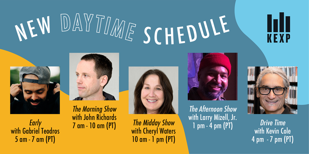 kexp's tweet photo. Among these exciting changes are updates to our on-air schedule, which now includes @GabrielTeodros and @LMizellJr as weekday daytime DJs, and new shows and co-hosts with @AlbiCabrera @sharlesemetcalf @ReverendDollars and @LaceCadence. Read DJ bios here: https://t.co/8WXZML3r6r https://t.co/697D728UaU