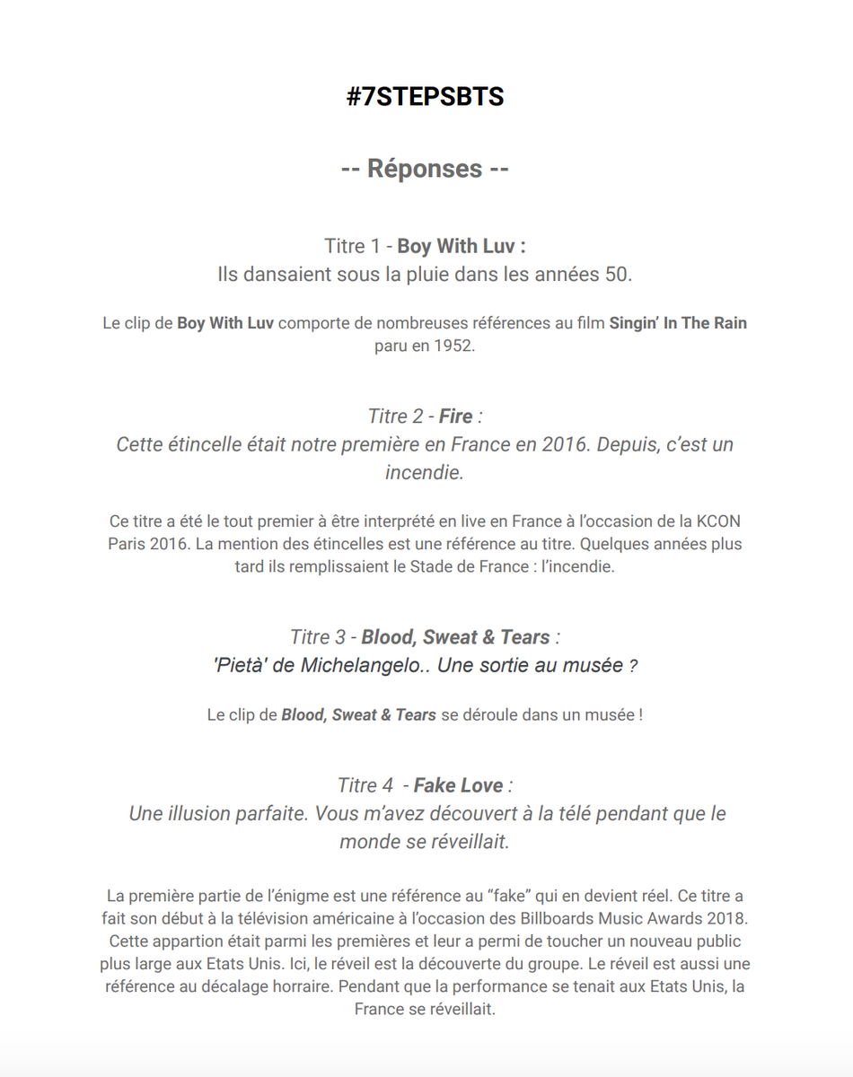 FrConcert's tweet photo. Voici les réponses aux énigmes du #7STEPSBTS ! https://t.co/E3RE2O1nge