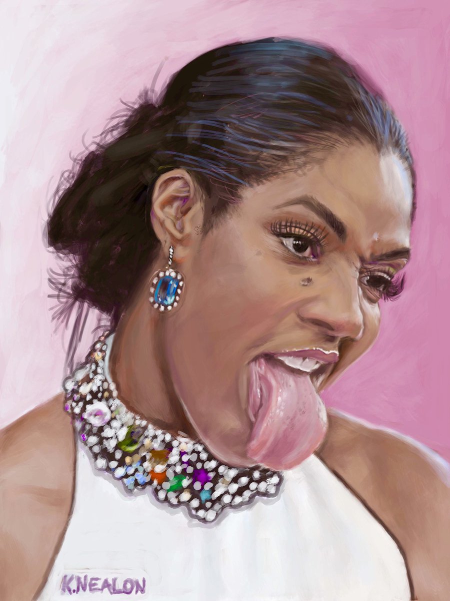 My painting of Tiffany Haddish.  “She Ready!” Lots think Tiffany made it overnight but before the success of Girls Trip she had been at it a long time.  So happy for all her success! She’s funny, kind and honest to the bone. #hikingwithkevin #kevinnealonartwork #tiffanyhaddish