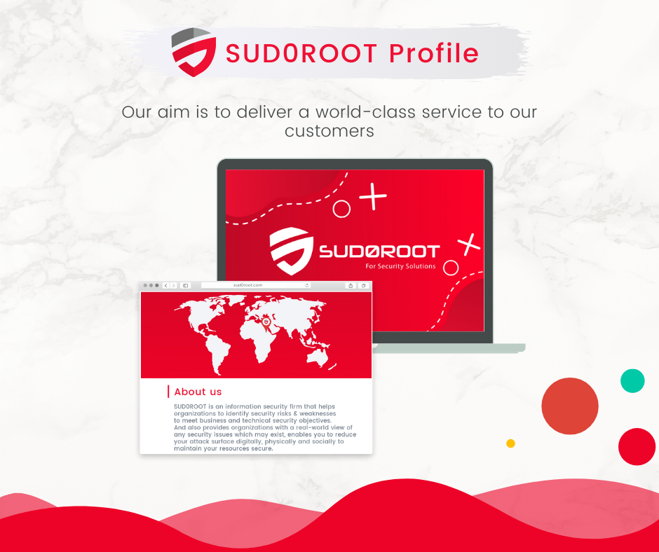 SUD0ROOT offers a broad-spectrum of security services that help you stay on top of security 🦸‍♂️. 
Assure your customers that their data is being protected.🔒
Check our profile now [pdf version] :
bit.ly/2Ou9vqO

Website: sud0root.com