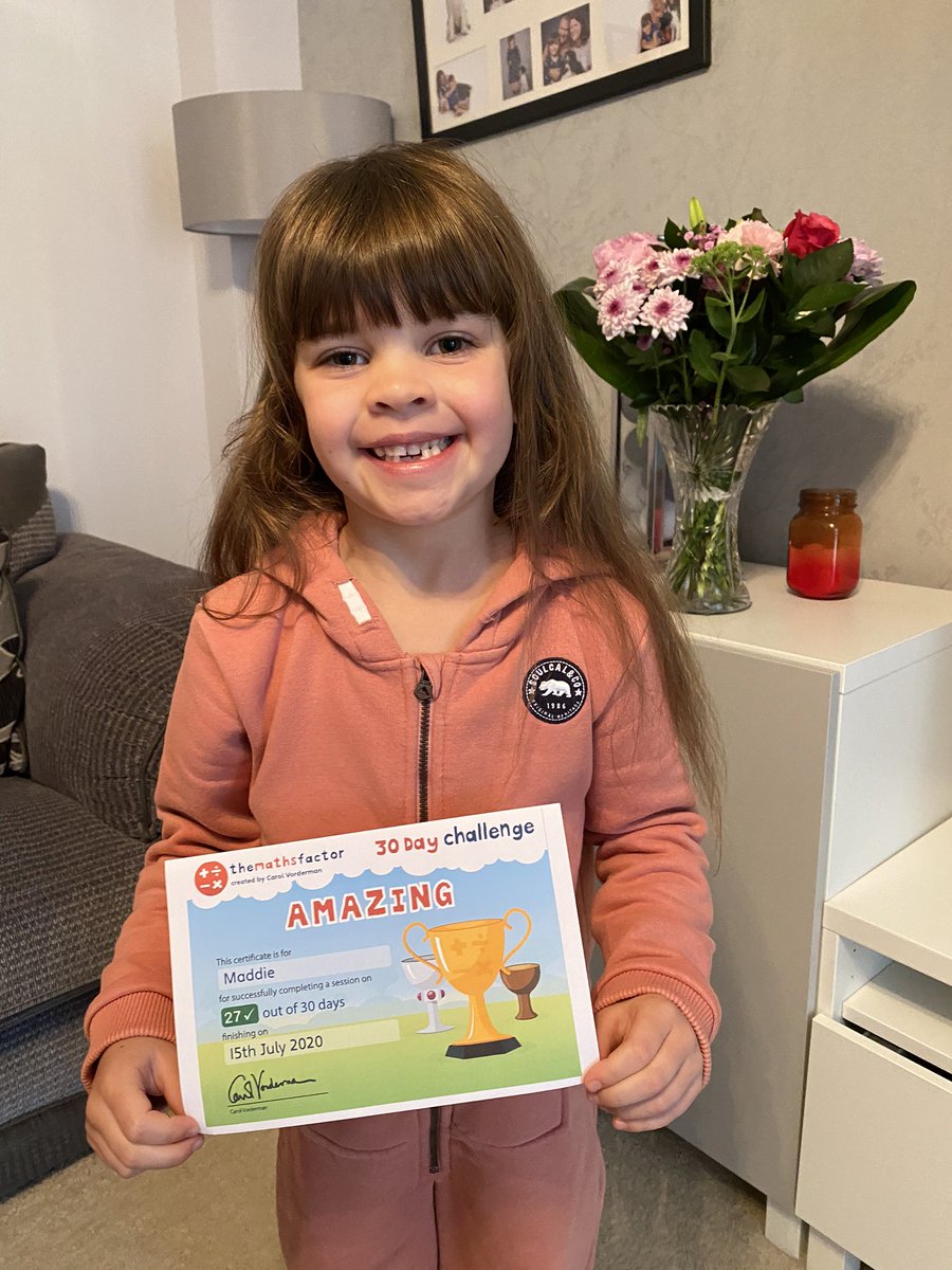 frecks2015's tweet photo. @stphilipsrc Maddie is super happy to get her Gold Cup from the Maths Factor on her last day of Reception - 27 out of 30 days completed #mathsfactor @carolvorders https://t.co/rm5MMY2Qif