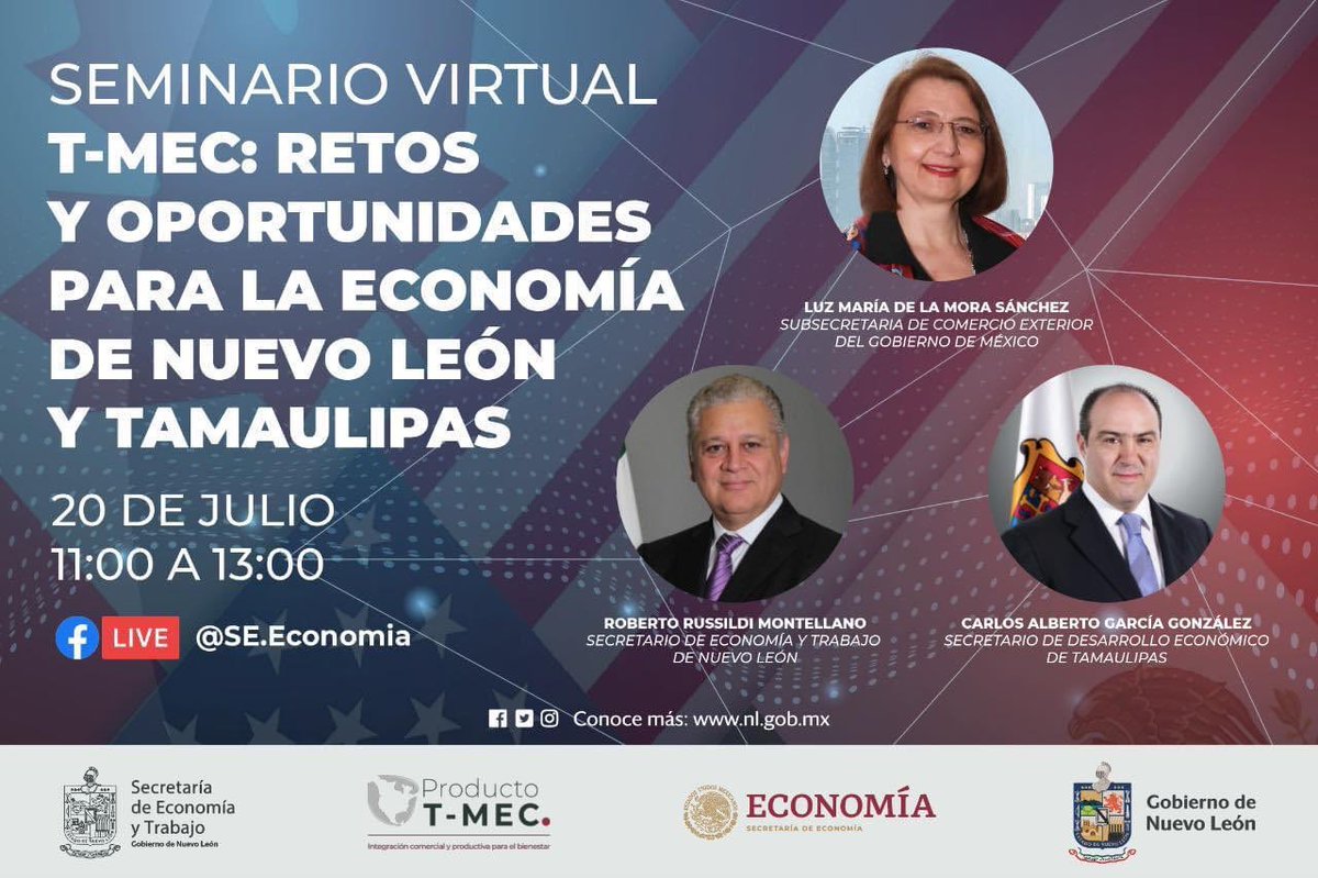 BusinessNLMX's tweet photo. Conoce los retos y oportunidades que traerá el T-MEC para la economía de Nuevo León y Tamaulipas de la mano de expertos en el tema, ¡No te lo pierdas! 🇲🇽 🇺🇸 🇨🇦 https://t.co/agaW02Cu7s