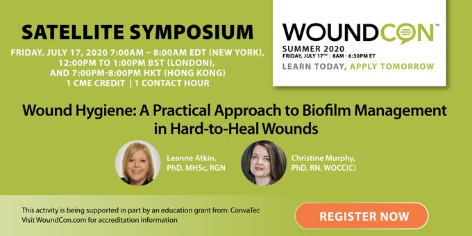 ConvaTecWoundUK's tweet image. Proud to support a Satellite Symposium at WoundCon 2020 on Wound Hygiene.

How to initiate policies to support consistent &amp;amp; safe wound hygiene measures to promote successful wound healbility, reduced antibiotic prescriptions &amp;amp; reduce costs.

Register now: bit.ly/37P1BRN