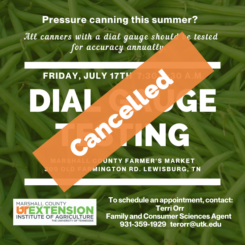 UTExt_Marshall's tweet photo. If you were planning on having your dial gauge tested at the Farmer's Market, please make other arrangements. Contact the Extension Office to set up a private appointment. Testing is always free. https://t.co/uD3T9UQJEF