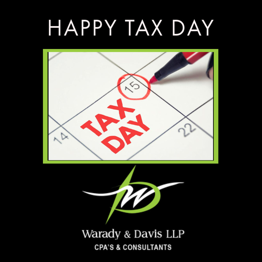 WaradyDavisLLP's tweet photo. Happy Tax Day! We appreciate the opportunity to work with you now and year-round. With Covid-19, we know that this is a particularly challenging year, so don’t hesitate to reach out with questions and concerns. 

Link here: https://t.co/lbhRvrQvH1

#happytaxday #wdcpas https://t.co/3TbfHVCpg2