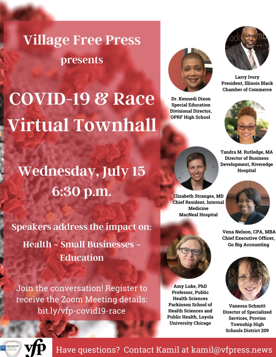 Join us today at 6:30 p.m. for the COVID-19 &amp; Race Virtual Townhall. Our own Tandra Rutledge will be one of the presenters. 

You can register for the free event at bit.ly/32jM3Vn.