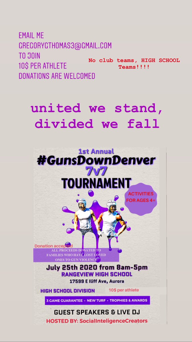 10$ per athlete that wants to participate email me your team and players participating, youth games will be available so please bring the Youth Registration deadline for teams will be coming soon, donations are greatly appreciated for the families affected by Gun Violence.