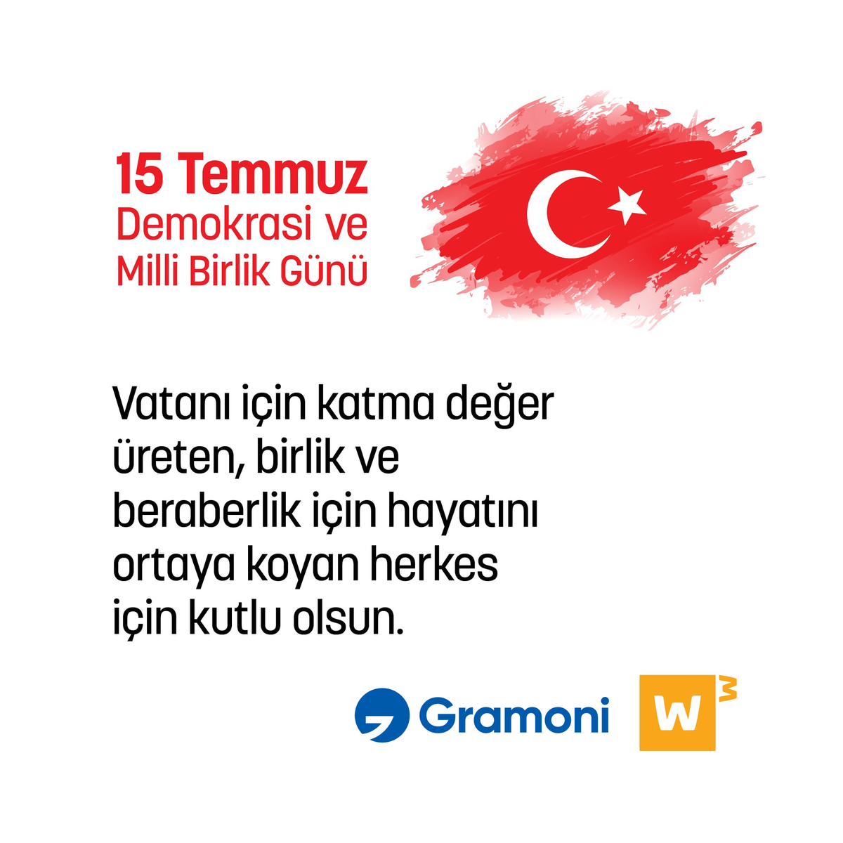 gramonitek's tweet photo. Vatanı için katma değer üreten, birlik ve beraberlik için hayatını ortaya koyan herkesin 15 Temmuz Demokrasi ve Milli Birlik Günü kutlu olsun.

#15Temmuz2016 https://t.co/9cmRZojpoq