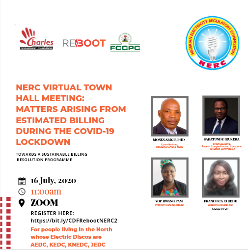 Citizen_Connect's tweet photo. Are you Resident in Kano, Abuja, Jos, Kaduna, Jigawa and other Northern States?

Do you have a challenge with estimated billing during this lockdown? Will you like to speak to your Discos and @NERCNG directly?

Register here: https://t.co/DJ8pI8Uho8 https://t.co/6yUeBSEEsO