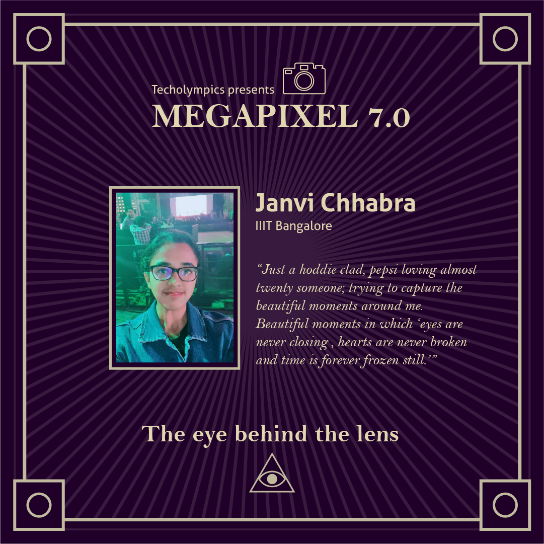 Techniche_IITG's tweet photo. Janvi Chhabra | Megapixel Finalist
"I know nothing with any certainty, but the sight of stars makes me dream - Pura Vida"
@ChhabraJanvi
#techniche #techniche2020 #iitguwahati #megapixel #photography #finalists #competition #camera #photo https://t.co/9IDK5Wjzea