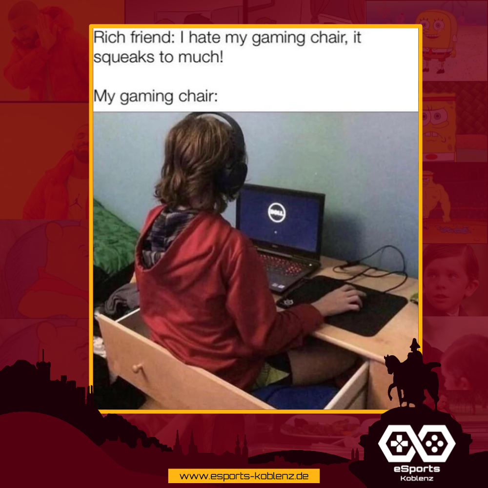 esports_koblenz's tweet photo. 🎧 Join us: https://t.co/XpK2VOHudE

#memes #esportsmemes #esportmeme #EKO #esportskoblenz #koblenz #esports #gaming #zocken #esport #esportsdeutschland #community #connected #casual #competitive #unikoblenz #gamingmeme #gamermeme #gamingchair https://t.co/huueMgpzr7