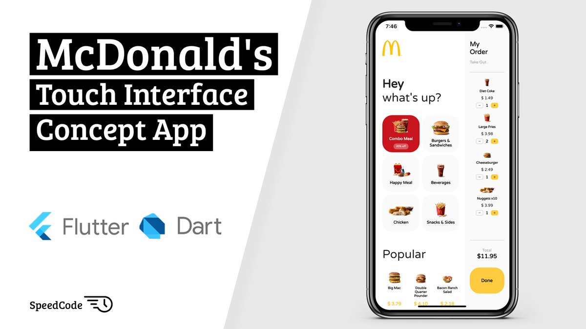 AllAboutFlutter's tweet image. Sharing today #McDonalds Touch Interface Concept #App #UI made in #Flutter 😍
👉youtu.be/UGKEPnhHGFo (including source code)
@FlutterDev @r_FlutterDev @FlutterComm
#flutterdev #learntocode #100DaysOfCode #MobileApp #FlutterDay #dartlang #designer #Google #StayAtHome