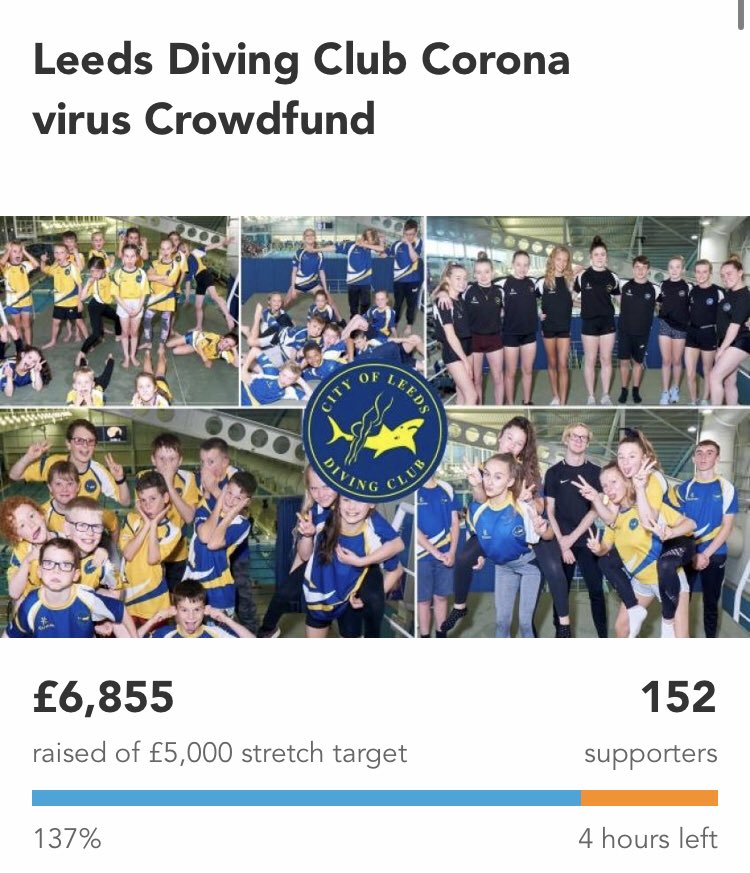 £145 and we hit £7k! <a href="/crowdfunderuk/">Crowdfunder UK</a> page closes in 3 hours! TWO T-shirt’s left and some <a href="/Swimzi/">Swimzi</a> bottles available as well! Pick a reward or donate! Everyone will be entered in to the prize draw! 
crowdfunder.co.uk/leeds-diving-c…