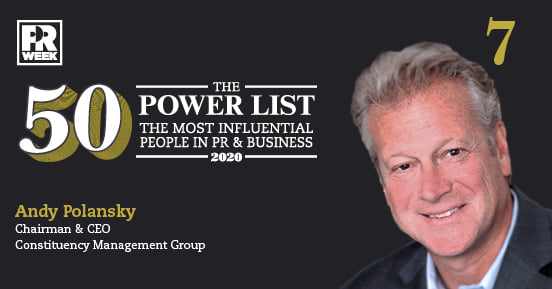 PRWeekUS's tweet photo. The Power List: 7. Andy Polansky, Interpublic Group, Constituency Management Group

Weber Shandwick CEO Andy Polansky moved into a wider holding company role at Interpublic Group and put his stamp on the specialty marketing CMG division. https://t.co/UZvSVK9hIA #PRWeekPowerlist50 https://t.co/GjmhiYQYqJ