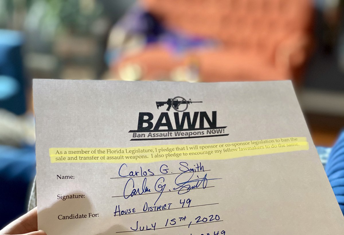 CarlosGSmith's tweet image. HUGE NEWS: BAWN has just announced they will work to elect candidates committed to supporting our legislation BANNING MILITARY-STYLE ASSAULT WEAPONS IN FLORIDA! I’m proud of BAWN’s work to keep our communities safe from gun violence. Sign the pledge! 🚫🔫 bawnfl.org/index.html