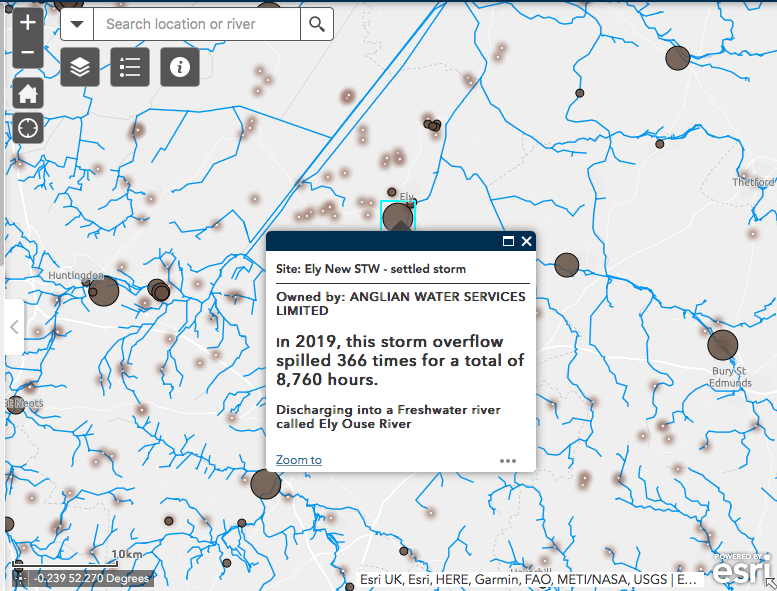 Feargal_Sharkey's tweet photo. Bloody hell! 

Apparently a CSO operated by @AnglianWater dumped sewage into the Ely Ouse for 8,760 hours last year. That's every single day. All bloody year!

Honestly can anyone at @EnvAgency, @Ofwat or @Defra tell me what in God's name is "Exceptional" about 365 days per year? https://t.co/clYN2AgrML