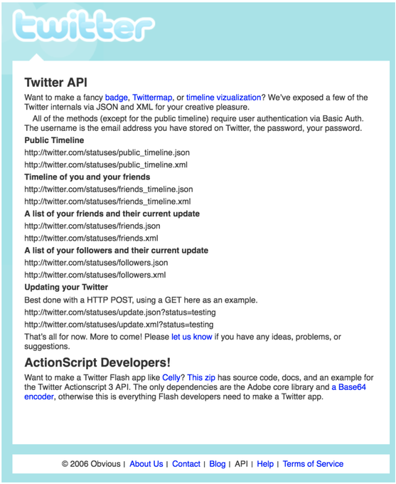 Some #TwitterAPI Trivia   Twitter launched in 2006, and just a few months later, the Twitter API was<a href="/tag/twitterapi"class="tags">#TwitterAPI</a>