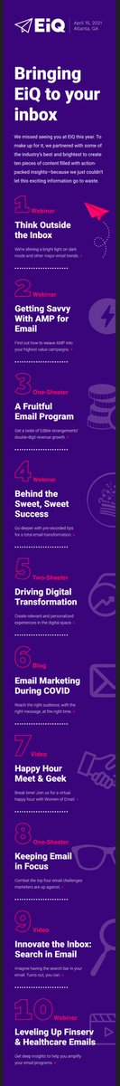 AnandThaker's tweet photo. @EiQGathering just sent me one of the most eye-catching, slick, informative post event #email follow-ups.  @BrightWave clients are lucky.  Sign up for these at https://t.co/dYBrUtGpZo https://t.co/I0n8gAVtck