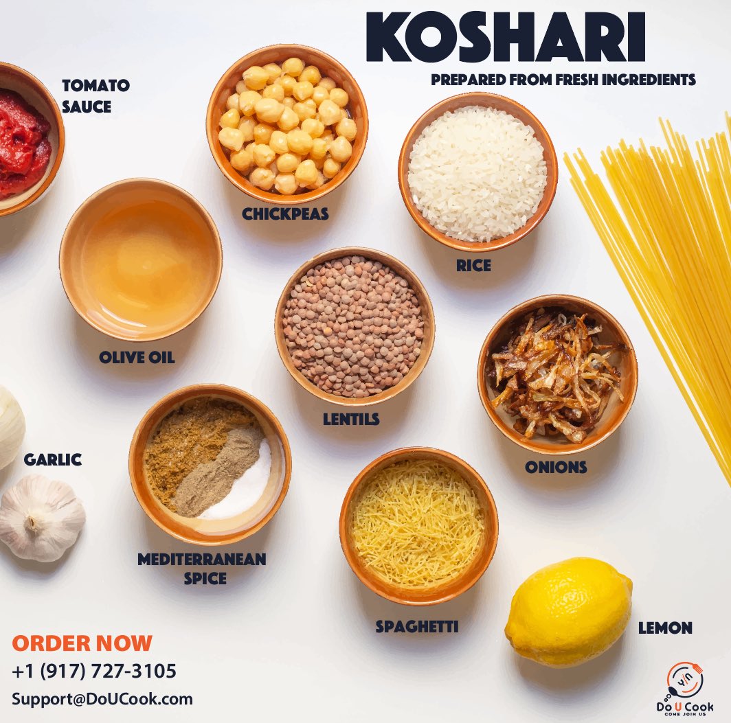 DoUCook_'s tweet photo. ORDER NOW—Koshari prepared from fresh ingredients! We hope you enjoy its savory, comforting, and exotic flavors on Saturday, July 18th, for our Authentic Taste of Egypt Event. #DoUCookEvent #Koshari #NJfood #eatNJ #CentralJersey #Jerseyfood #nj #yummy #oldbridgenj #edisonnj #yum https://t.co/wVLWKkPT8m