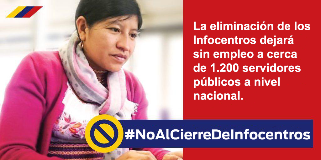 WashingtonSama8's tweet photo. El cierre de Infocentros implica el despido de cerca de 1200 servidores públicos a nivel nacional, en tiempo de pandemia el Estado debe garantizar el empleo. #NoAlCierreDeInfocentros #InfocentrosSonEducación @marcelaholguin @monicaalemanm @freddcarrion @caanmichelena @yildarivera https://t.co/l9Ni83pbJA