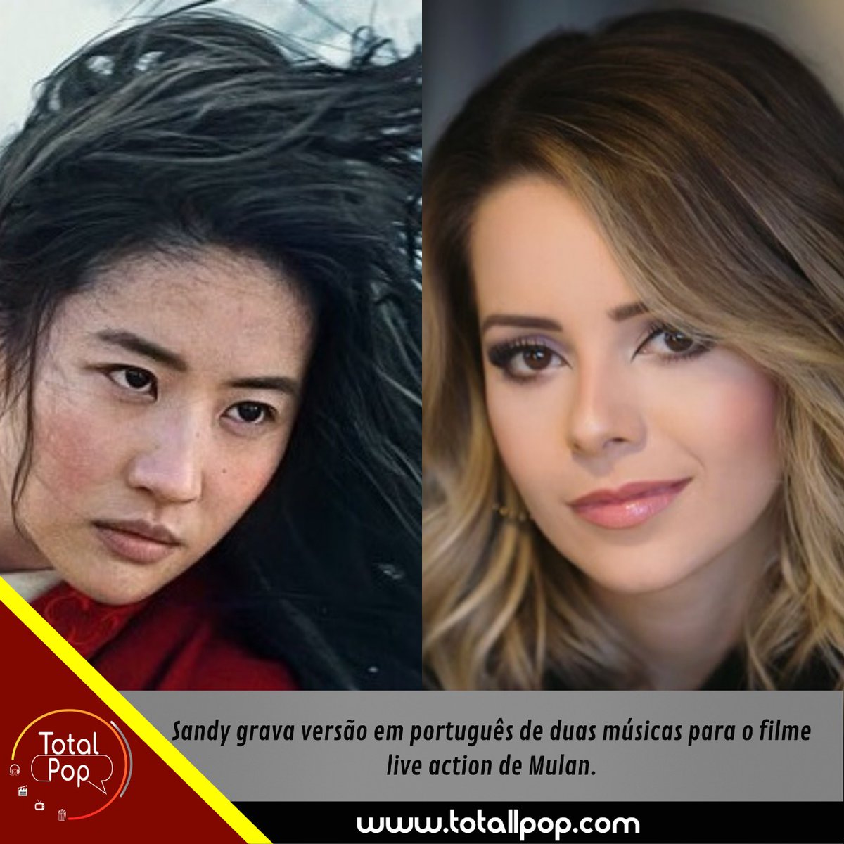 totallpop's tweet photo. Não é primeira vez que Sandy grava uma música para Mulan, já que para o desenho de 1998 a cantora também foi convidada para fazer parte da uma das canções do filme animado.
Link na bio!
Foto: divulgação / Produção

#mulan #mulanfilme #sandy #liveaction https://t.co/jQUf87EIfH