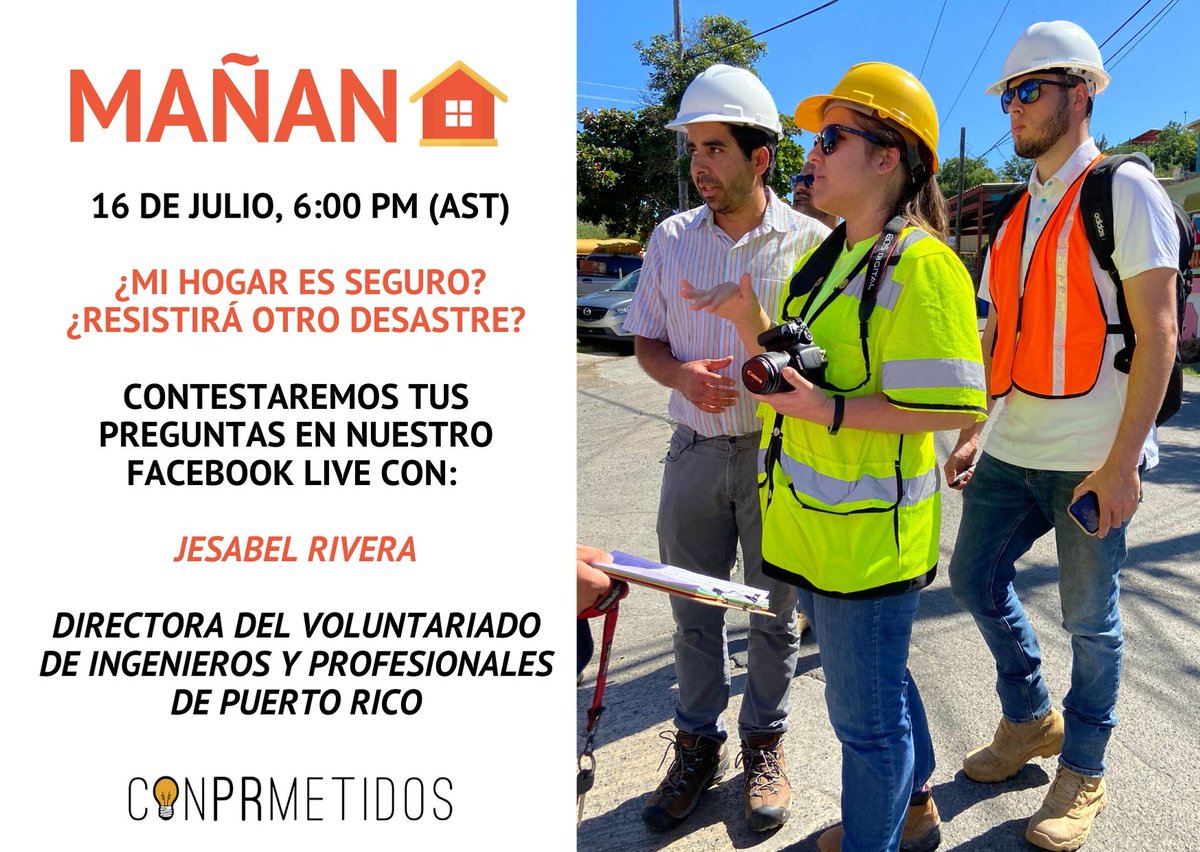 ConPRmetidos's tweet photo. ¿Cómo sabes si tu hogar es seguro? ¿Cómo puedes solicitar ayuda para inspeccionar tu hogar? ¡Únete ma��ana a las 6 PM a nuestro Facebook Live! #ConPRmetidos #CommittedtoPR https://t.co/f7LKOT6lWr
