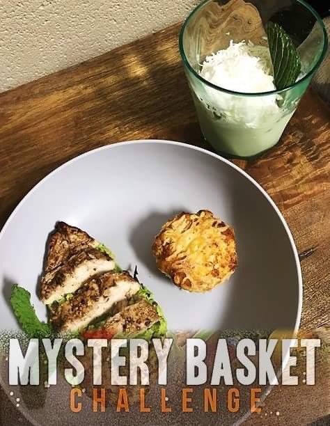 LewisDining's tweet image. Lewis Dining Challenged 4 students to make a dish with 5 mystery ingredients! Chicken, buttermilk flour, edamame, pina colada mix, and fried Mac and cheese!
Like this post to Vote for Contestant #4: Jerk Chicken on Edamame Hummus, Mac N' Cheese Biscuit, and Piña Colada Sorbet