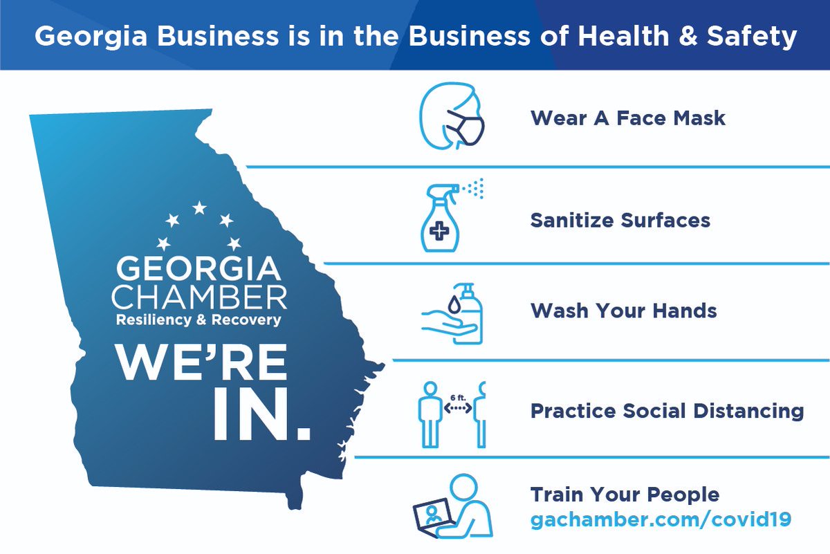 GAChamber's tweet photo. Every business is now in the business of health and safety.  Every business is now in the business of health and safety. With that in mind, it is important to keep our customers, employees and families as safe as possible as we operate within our places of work. https://t.co/Hnjiqf4jNX