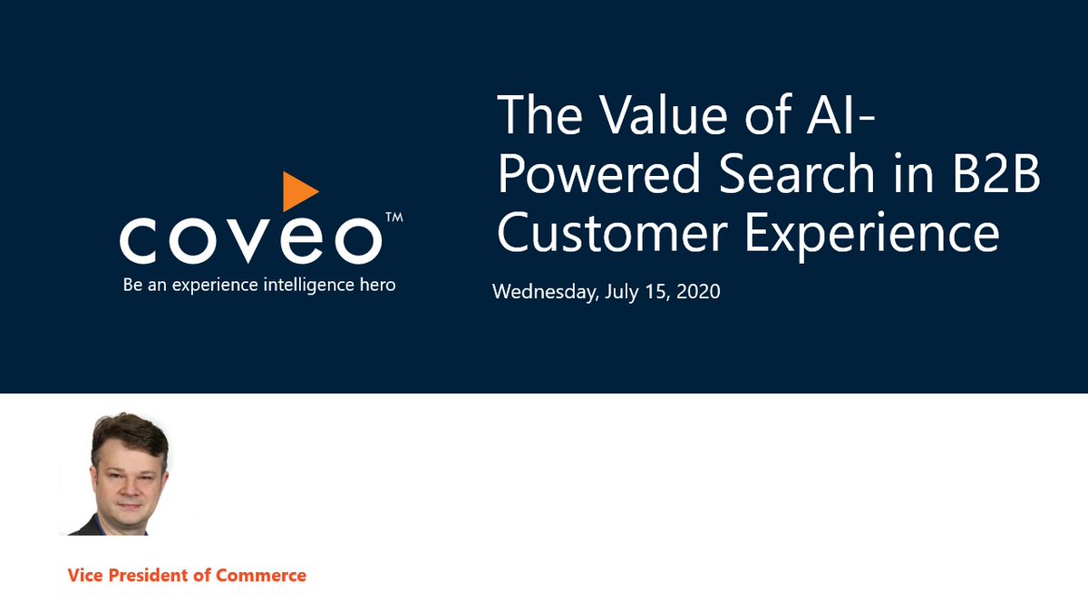 coveo's tweet photo. Our very own VP of Commerce, Brian McGlynn is live from #B2BOnline. Join the conversation with #digitaldemand - we'll start live tweeting in a few minutes! https://t.co/BdR463jxrn