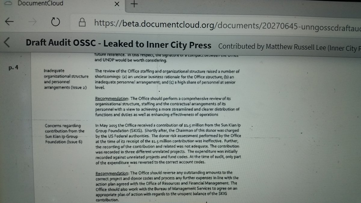 Inner City Press Exclusive Un Bribery Cover Up Continues With Undp Jorge Chediek Doctoring Ng Lap Seng White Wash Audit Story With Leaked Draft And Final Audio And Audio