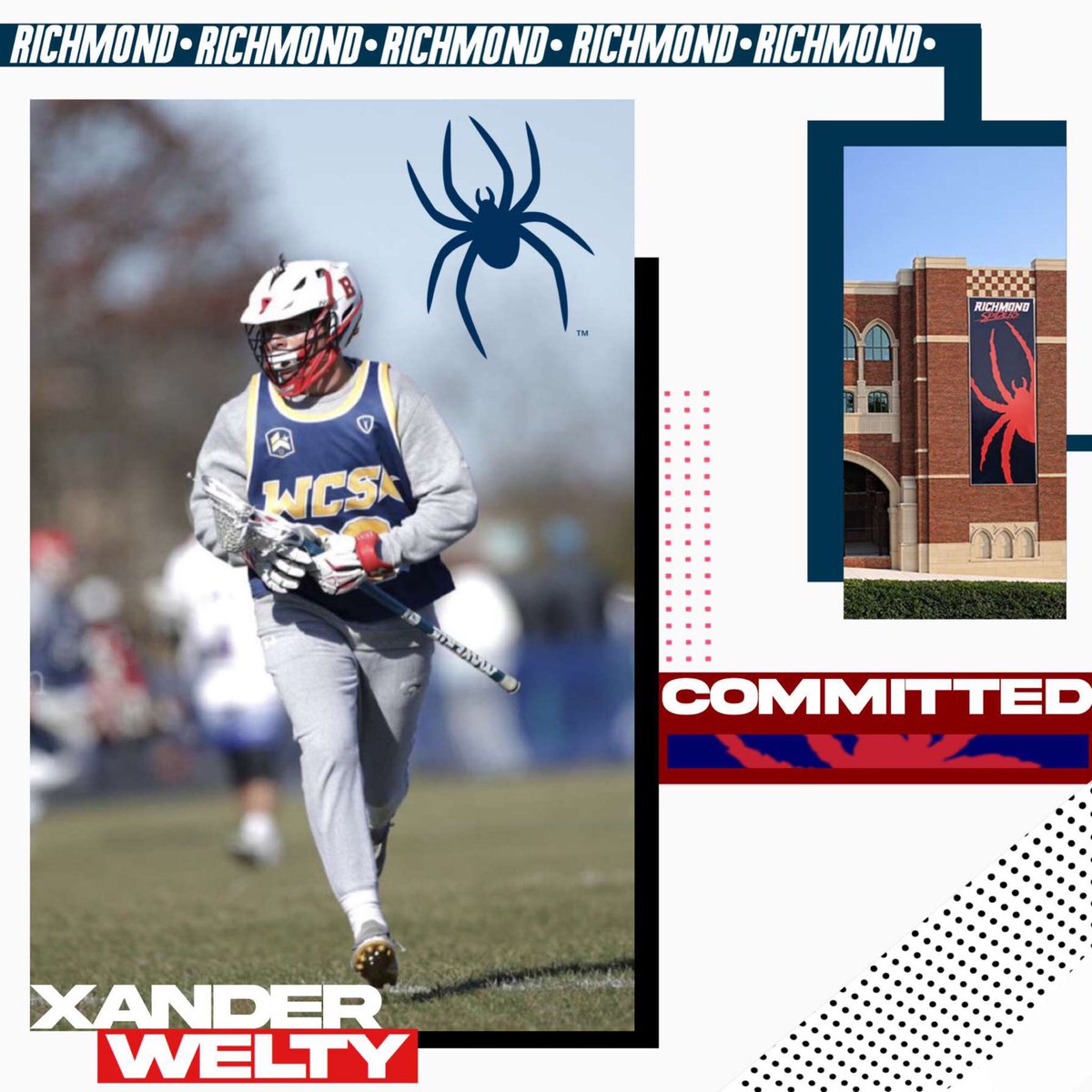 I am extremely excited to announce that I have verbally committed to play division 1 lacrosse at The University of Richmond. I would like to give a huge thank you to my family, coaches, teammates, and friends for all of their support throughout this process. Go Spiders🕷!!