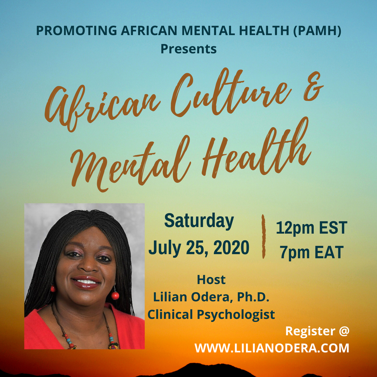 Join us in a discussion of African culture and mental health. We will discuss how we can crush the stigma and promote help-seeking among African people worldwide. Saturday, July 25th 12pm EST. 
#AfricanMentalHealth #CultureandMentalHealth #AfricanLivesMatter