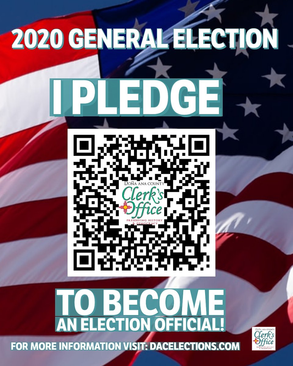 dacclerk's tweet photo. Dynamic &amp; skilled Election Officials work to ensure our electoral process and democracy are preserved. Learn how to serve your community by  scanning the QR Code.  For more information visit https://t.co/xm5qMY5eQw. #DACelections #DACvotes #2020election #electionofficial https://t.co/QPmHh07LS5