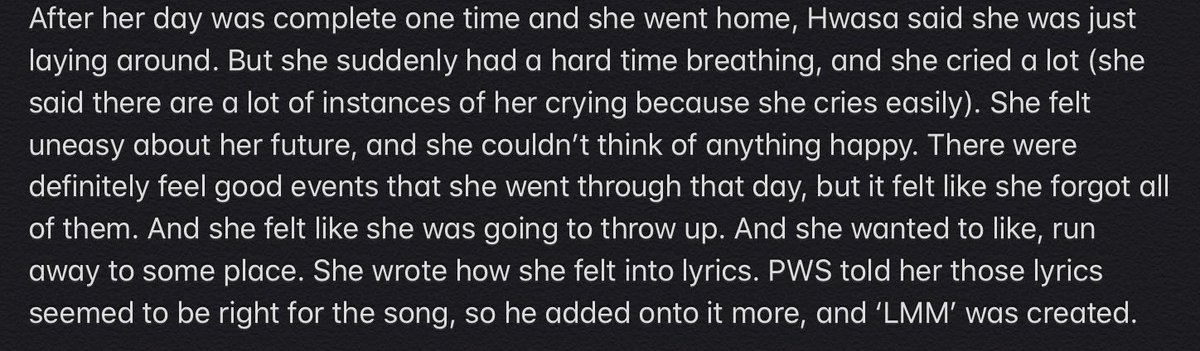 When she was talking about her song LMM(Lost my mind )she talked about going home and crying even though a lot of good events happened during the day.Link: 