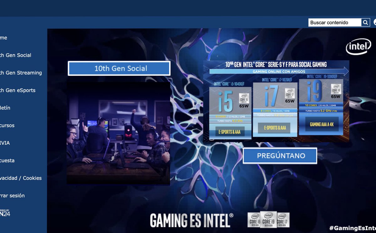CstNTN24's tweet photo. #socialgaming #esports #conectividad #streaming y procesadores #intel10gen en el evento virtual #gamingesintel @intel @intel_latam #gaming #gamers #pcgaming #pc #laptop https://t.co/tvIn9O0oN9