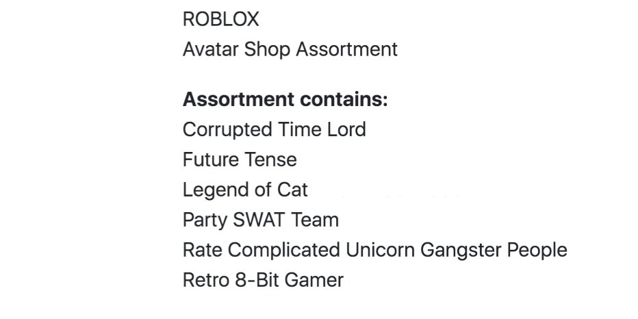 Lily On Twitter There Is A New Category Of Toys On The Updated Action Series 8 Checklist Called Avatar Shop They Look Like Core Packs And I Think These Are The Codes - roblox gangster codes