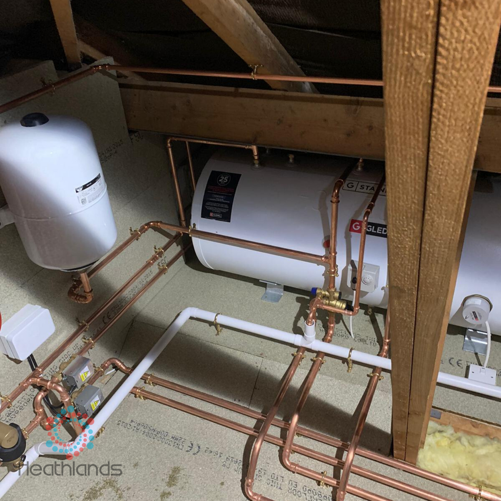 HeathlandsHeat2's tweet photo. We did a new system upgrade which involved a new unvented hot water cylinder and boiler installed in the loft. The loft was all prepared and boarded by our own engineers. https://t.co/pI5FZ7aEHm