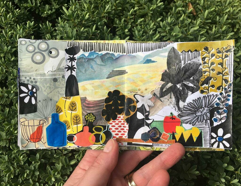France_Linder's tweet image. My latest collage  #lettingofsteam #minispread #minijournal  #artastherapy  #flowers #minicollage