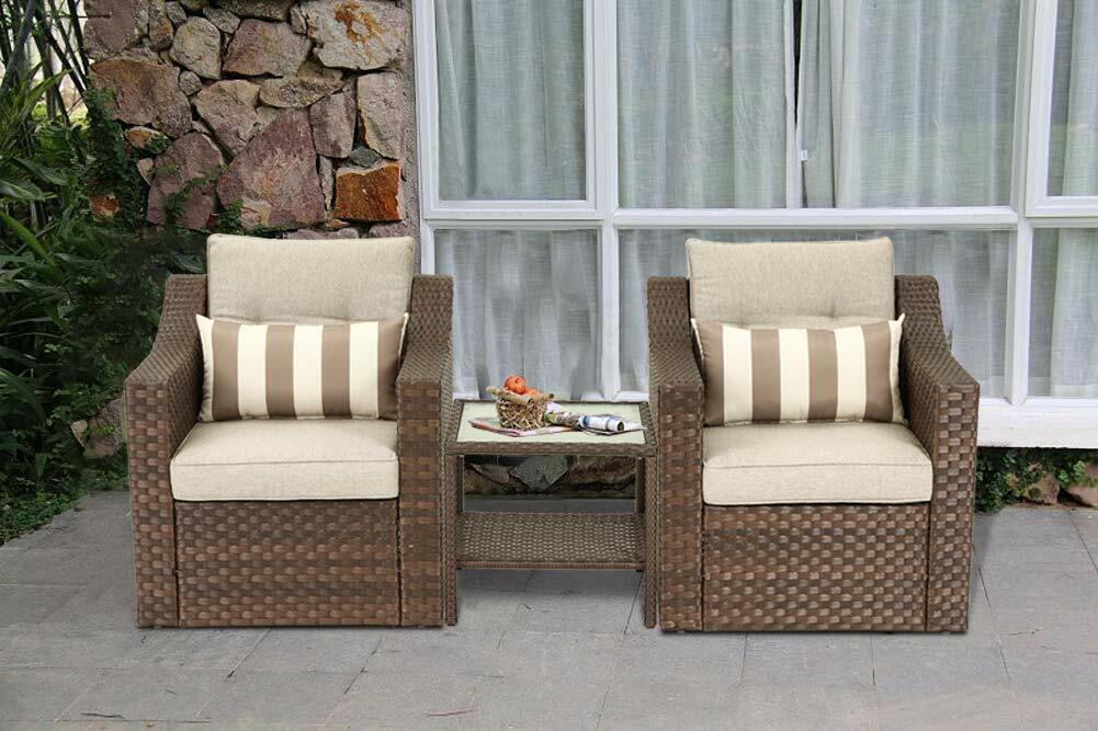 Outdoorgrillus On Twitter Solaura Patio Outdoor 3 Pieces Furniture Set Brown Wicker Sofa Light Brown Cushions With Glass Top Coffee Side Table Https T Co Ovd0g9hoyg Https T Co 7m0jtehdoz
