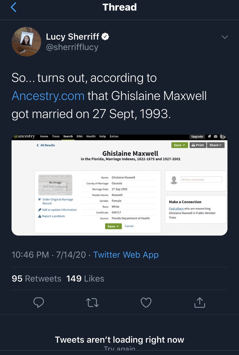 chiweethedog's tweet photo. remember when pedophile british journalist @sherrifflucy (hiding out in CA) yesterday broke the story of the wrong ghislaine maxwell being married all for clout? i suspect you’re CIA but that’s another story, Lucy. https://t.co/R67UCzpwc8